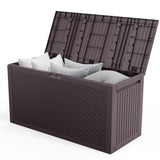 90gal Outdoor Garden Plastic Storage Deck Box Chest Tools Cushions Toys Lockable Seat 68838891