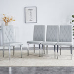 ZUN 4 piece dining chairs.Light gray provides a modern feel, while the checkered buckle design has a W1151132020