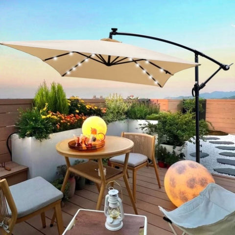 ZUN Rectangle 2x3M Outdoor Patio Solar Powered LED Lighted Sun Shade Market Waterproof 6 Ribs W656127030
