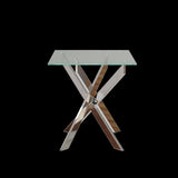 Modern minimalist tempered glass coffee table metal leg rectangular dining table transparent glass W1727P206493