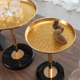 2 Pcs Adjustable Side, Small Tea Martini, Gold, Natural Marble Decorative Pedestal End W2664P232824