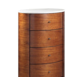 ZUN Walnut Finish 1pc Chest of Five Drawers Marble Top Ball Bearing Glides Bedroom Furniture B01146546