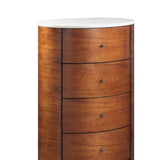 ZUN Walnut Finish 1pc Chest of Five Drawers Marble Top Ball Bearing Glides Bedroom Furniture B01146546