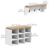 White 2-in-1 Hall Tree with Shoe Bench, 5-Hook Coat Rack & Storage for 9 Pairs of Shoes for Entryway 46321327