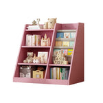 ZUN Pink Wooden Toy Storage Organizer Cabinet Kids Bookshelf Children Bookcase Toddler Baby Sling Book 76625099