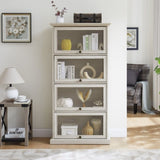 Glass display cabinet 4 Tier Glass Display Cabinet Storage Curio Cabinet with Flip up Glass Doors, W2275P206602