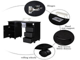 MDF Double Cabinet 3 Drawers 1 Door With Fan Manicure Table Black 33888611