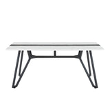 70.9"Rectangular Large Table, Marble Grain Waterproof Large Desk for 8 People, Deluxe Family 49672511