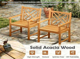 5-Piece Acacia Wood Patio Dining Set for 4, Square Outdoor Table with Umbrella Hole & Ergonomic 19480283
