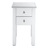 ZUN Modern and Contemporary Mirrored 2-Drawers Nightstand Bedside Table Silver 09093710