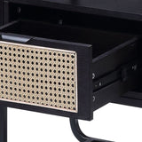 Black Accent Table with Glass Top B062P181415