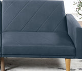 ZUN Modern Electric Look 1pc Convertible Sofa Couch Navy Color Linen Like Fabric Cushion Wooden Legs HS00F8506-ID-AHD