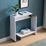 Contemporary Console Table with Two Open Shelves - White & Grey B107131400
