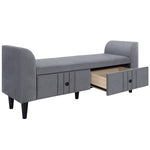 ZUN Upholstered Wooden Storage Bench with 2 Drawers For Bedroom,Fully Assembled Except Legs and 60870598