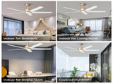 52 inch Ceiling Fans with Lights, Large Air Volume Ceiling Fans with Reversible Quiet DC Motor and 10595936