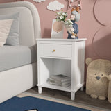 ZUN 26.77''H Wooden Nightstand with One Drawer One Shelf for Kids, Adults, White 33261202