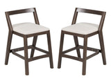 Jasper Indoor Rubberwood Barstool, Dark Brown Finished and Beige Upholstery, Set of 2 N775P336213D