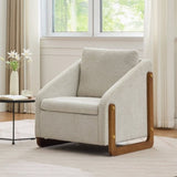 057-Set of 1 Chenille Fabric Modern Upholstered Armchair with Wooden Side Frame , Accent Leisure W527P239825