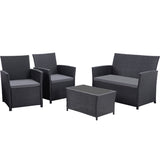 4 Piece Outdoor PE Wicker Furniture Set, Patio Black Rattan Sectional Sofa Couch with Washable T2712P306832