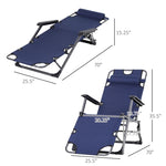 ZUN Tanning Chair, 2-in-1 Beach Lounge Chair & Camping Chair w/ Pillow & Pocket, Adjustable Chaise for W2225142469