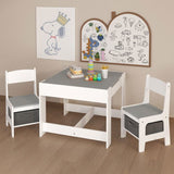 Kids Table and Chair Set, 3 in 1 Wooden Activity Table with Storage Drawer for Toddlers Drawing, W808P252778