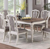 ZUN Transitional Style 1pc Dining Table Antique White w Oak Top Rectangle Table Kitchen Dining Room B011P222501