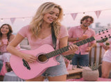 Matte Pink 38-inch Acoustic Guitar with Picks, Strings, Capo, Case, Tuner, and Strap 05427433