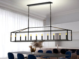 10 Lights Farmhouse Black Chandelier Rectangular Linear Pendant Lighting for Dining Room Kitchen 30643569