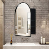 24x36 Inch Arched Recessed Medicine Cabinet, Metal Framed Bathroom Wall Cabinet with Mirror and W1435P182919