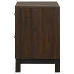 ZUN Rustic Tobacco and Dark Bronze 2-drawer Nightstand B062P145513