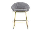 Celano Indoor Metal Upholstered Barstool, Gold-Plated Frame and Mixed Gray Upholstery, Set of 2 N775P268055G
