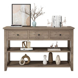 Console Table with Wood Frame and Legs, Sofa Table Entryway Table with 3 Drawers and 2 Open Shelves 96317130
