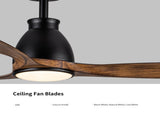 52 inch indoor black ceiling fan with LED light W1367P146433