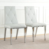 Modern simple light luxury dining Light grey Family bedroom stool back PU electroplated W210P196489
