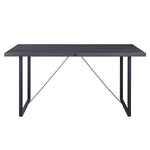 ZUN Grey Oak and Black Dining Table with Sled Base B062P186433