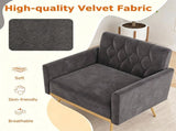 Gray Modern Tufted Velvet Accent Chair, Ergonomic Wide Seat Single Sofa Chair with Padded Armrests, 79130353