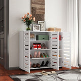 Shoe Cabinet, 4-Tier Shoe Storage Cabinet with Adjustable Shelves, Wooden Shoe Rack Organizer with W331P242459