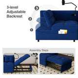 1 versatile foldable sofa bed in 3 lengths, modern sofa sofa sofa velvet pull-out bed, loveseat sofa W1825P246361