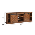 ZUN 85 inch TV Stand Console for TVs up to 95 inches, No Assembly Required, Aged Whiskey Finish B108P160158