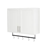 Bathroom Wall Cabinet with Adjustable Shelf, Towel Bar, 5 Hooks, Over The Toilet Storage Cabinet for W331P281277