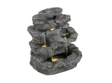 5-Tiered Concrete Tall Slim Fountain, 23.85"H LED-Lit Column, Space-Saving Modern Outdoor Accent, N765P324556G