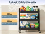 Utility Cart, Metal, 3Tier, Lockable Caster Wheels , 360&deg Rolling, Black 84442126