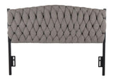 Twin Size Headboard in Black Metal and Grey Fabric B202P223762