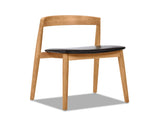 Raven 20.5" Stacking Sculpted Oak Wood Dining Chair, Warm Natural Brown & Black Faux Leather B2719P238276