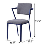 ZUN Grey and Blue Open Back Upholstered Office Chair B062P186424