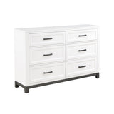 ZUN White Finish Dresser with 6x Storage Drawers Wooden Bedroom Furniture 1pc B011P270965