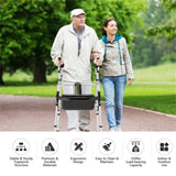 Elderly Rehabilitation Walker 2 Modes, Soft Seat, 5" Wear-Resistant Wheels, 1-Click Fold, 11211392