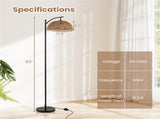 Floor Lamp with Foot Pedal Switch - Stable Base 8&deg Stability Test, Black Metal & Paper Rope 44264757