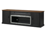 Elegant Walnut TV Stand with Gray Brick Accents for TVs Up to 70", Contemporary Sideboard with N721P394506B
