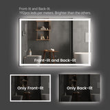 60"x48" Modern LED Smart Mirror with Hiden Light Bathroom Mirror, Front Lit & Back Lit With 3 Color T3177P284028